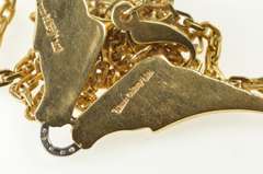 14K Yellow Gold Kamm Gallery Diamond 3D Horse Chain Necklace