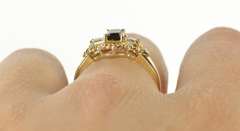 10K Yellow Gold Emerald Sapphire CZ Accent Engagement Ring