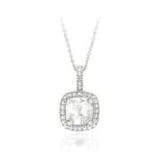Sterling Silver 3.35ct White Topaz & Diamond Accent Square Necklace