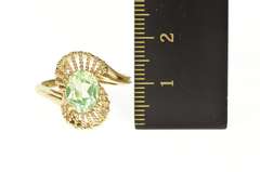 10K Yellow Gold 1960's Lime Quartz Rope Filigree Cocktail Ring