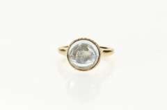 18K Yellow Gold Round Blue Topaz Cabochon Diamond Almaza Ring