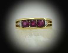 18K Bright Red Ruby Band