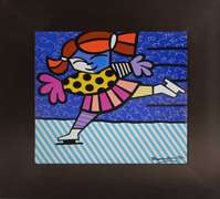 Romero Britto Girl Skating Framed