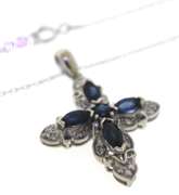 Fabulous Marquise Sapphire & Diamond Cross Necklace