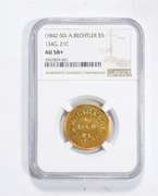 AU58+ (1842-50) $5 A. Bechtler Carolina Gold Coin - 134G - 21C - NGC