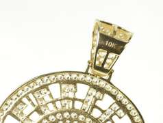 10K Yellow Gold Pave Cubic Zirconia Medusa Medallion Pendant