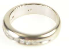 14K White Gold Channel Inset Classic Diamond Wedding Band Ring