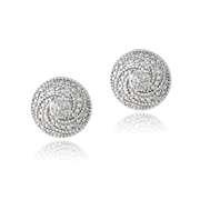 Sterling Silver 1/10ct Diamond Round Spiral Stud Earrings