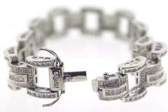 Sterling Silver Crystal Men's Link Bracelet