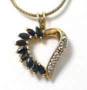 Classy Sapphire Heart Necklace in Vermeil