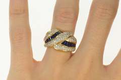18K Yellow Gold 1.83 Ctw Wavy Baguette Diamond Pave Diamond Ring