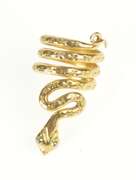 18K Yellow Gold Coiled Serpent Flower Patterned Snake Unique Ring