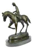 Jockey on Racehorse Bronze Sculpture