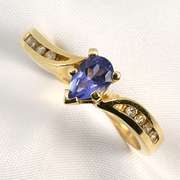 Pear Shaped Tanzanite & Diamond Ring