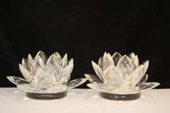 Clear Lotus Pair Candle Sticks