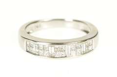 14K White Gold Princess Baguette Diamond Wedding Band Ring