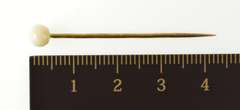 18K Yellow Gold Round White Stone Sphere Victorian Stick Pin