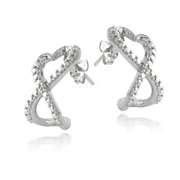 Sterling Silver Diamond Accent Infinity Heart Half Hoop Earrings