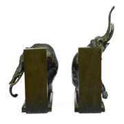 Pair of Elephant Bookends Bronze Sculpture