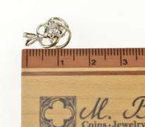 14K White Gold 1/4 Ct Early American Diamond Solitaire Spiral Pendant
