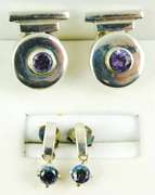 2 Pairs of Sterling Silver Gemstone Earrings