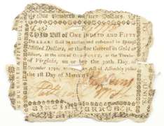 1792 Colonial Virginia 150 Dollars Spanish Milled Note