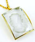 Vintage Domed Crystal Cameo Necklace