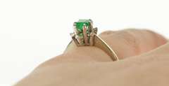 18K White Gold 1960's Natural Emerald Solitaire Engagement Ring