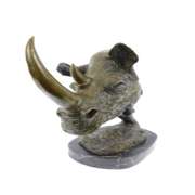 Rhino with Horn Bronze Sculpture