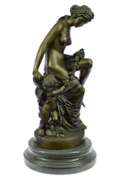 Young Cherub and a Lady Bronze Sculpture