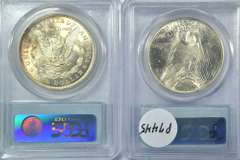 PCGS MS64 graded 1921 Morgan & 1923 Peace Silver Dollar