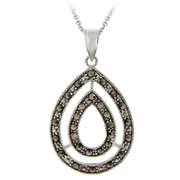 Sterling Silver Marcasite Double Teardrop Pendant