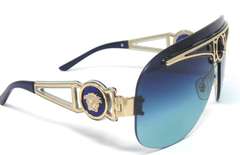 Versace Gold and Smoke Grey Shield Frame Sunglasses