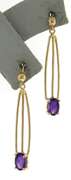Simple Yellow Gold Amethyst Earrings