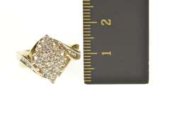 10K Yellow Gold Marquise Diamond Cluster Bypass Statement Ring