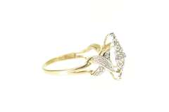 10K Yellow Gold Diamond Encrusted Cluster X Criss Cross Ring