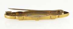 14K Yellow Gold Ornate Jasper Inset Milgrain Decorative Bar Pin/Brooch