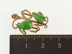 14K Yellow Gold Pear Jade Retro Geometric Statement Pendant