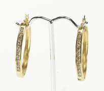 14K Yellow Gold 1.20 Ctw Channel Diamond Inset Fashion Hoop Earrings