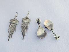 Two Pairs of Vintage Designer Silver Earrings, Signed Anatoli & RB