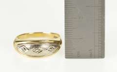 14K Yellow Gold Retro Two Tone Diamond Men's Wedding Band Ring