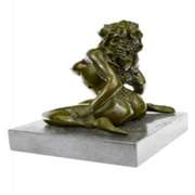 Lovers Play Bronze Sculpture on Marble Base