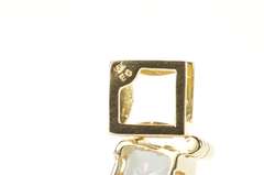 14K Yellow Gold Cushion Mystic Topaz Diamond Square Drop Pendant