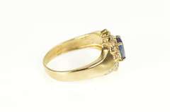 14K Yellow Gold 1.30 Ctw Oval Sapphire Diamond Halo Bypass Ring