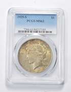 MS63 1925-S Peace Silver Dollar - Graded PCGS
