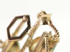 14K Yellow Gold Pear Jade Retro Geometric Statement Pendant