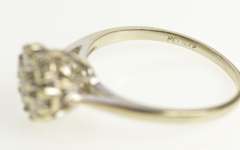 14K White Gold Round Diamond Cluster Classic Engagement Ring