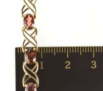 10K Yellow Gold Oval Garnet Criss Cross X Link Tennis Bracelet