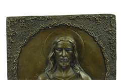 Bronze Jesus Christ and Angel Statue Wall Mount Figurine