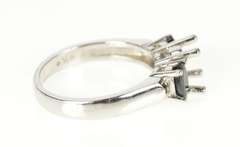 Platinum Oval Prong Sapphire Accent Engagement Setting Ring